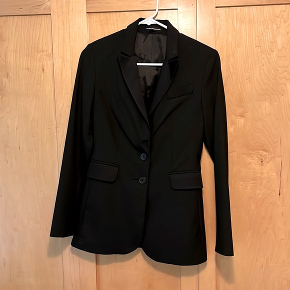 Express Design Studio black blazer EUC all pockets are functional with silk feel - Picture 1 of 11
